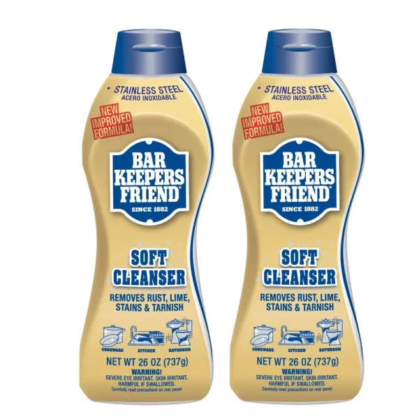Bar Keepers Friend Soft Cleanser Liquid 26 oz - Englishspanish - Multipurpose Cleaner Rust Stain Remover for Stainless Steel, Porcelain, Ceramic Til