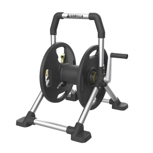 Gorilla 150 Ft. Black & Gray Retractable Free Standing Hose Reel Cart