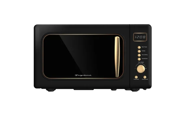 Frigidaire 0.7 Cu. Ft. Retro Countertop Microwave Oven, Black and Gold