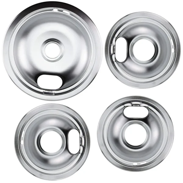 W10196405 W10196406 Chrome Drip Pans Kit by Blutoget -Compatible for Whirlpool Electric Range Burner -Replaces 0089285, 0091813, 0304979, 0310228 -