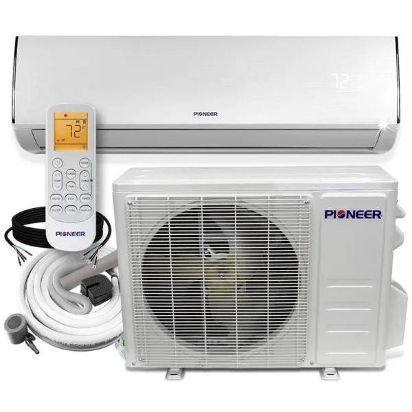 Pioneer Low-Ambient 18,000 BTU 1.5 Ton 19 SEER2 Ductless Mini Split Wall Mounted Inverter Air Conditioner w/Heat Pump 208/230V, White