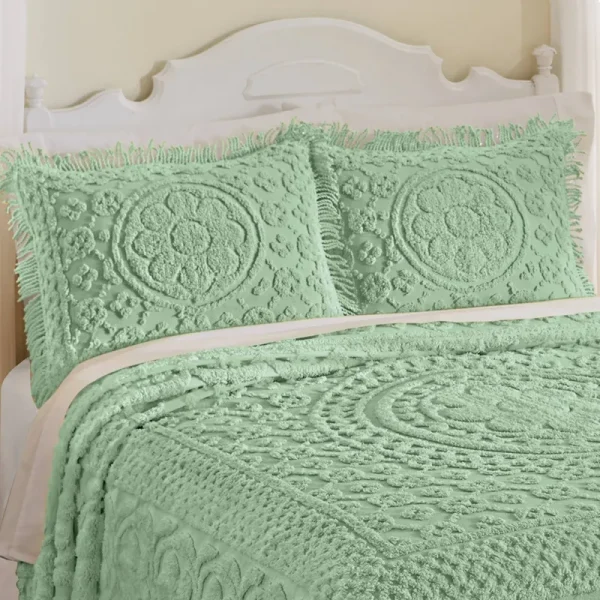 Calista Chenille Pillow Sham with Fringe Border, Sage, Sham