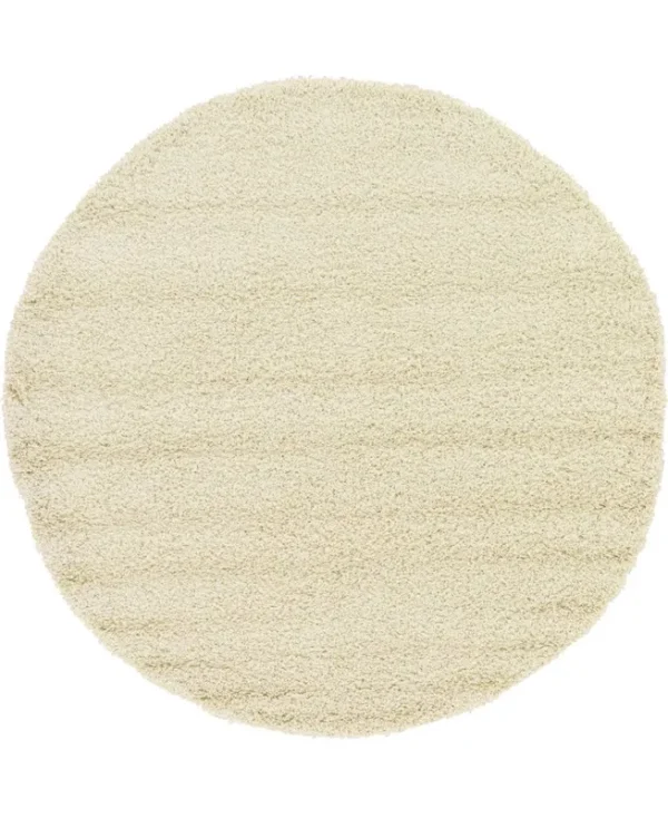 6' Round Solid Shag Rug Ivory - Unique Loom