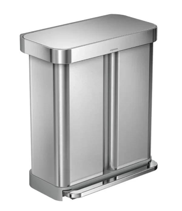 simplehuman Dual Compartment Rectangular 58-Liter Step Trash Can