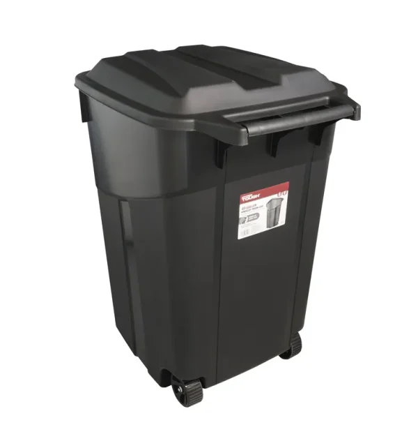 United Solutions 45 Gal Wheeled Trash Can with Attached Lid
