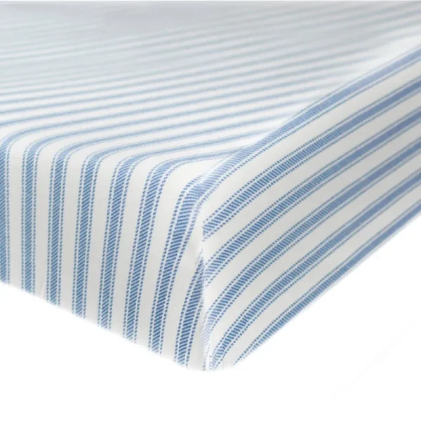 Honest Baby Organic Cotton Fitted Crib Sheet - Blue Ticking Stripe