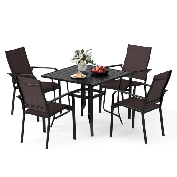 Tangkula 5 Pieces Patio Dining Set for 4 with Umbrella Hole