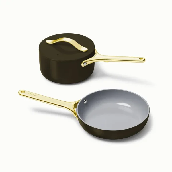 Caraway Home Mini Duo Non-Stick Ceramic Fry & Sauce Pan Set - Black