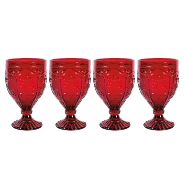Fitz and Floyd Red Trestle Goblets Set of 4