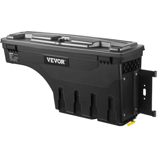 VEVOR Truck Bed Storage Box, Lockable Swing Case with Password Padlock, 6.6 Gal/25 L ABS Wheel Well Tool Box, Waterproof and du