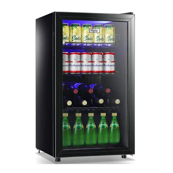 Wanai 120-Can Beverage Cooler and Refrigerator, Small Mini Fridge for Home, Office or Bar with Glass Door and Adjustable Removable ShelvesPerfect for