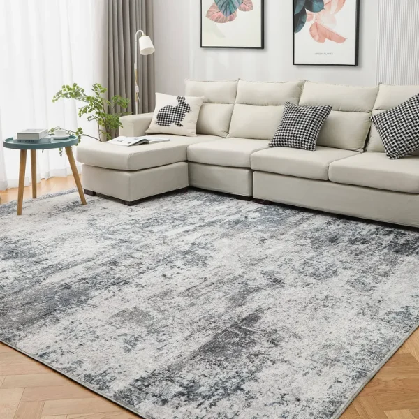 Macro Sen Area Rug Living Room Rugs: 3x5 Indoor Abstract Soft Fluffy Pile Large Carpet with Low Shaggy for Bedroom Dining Room Home Office Decor Under