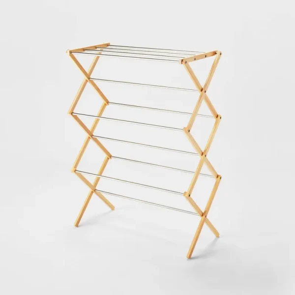 Rubber Wood and Stainless Steel Drying Rack - Brightroom