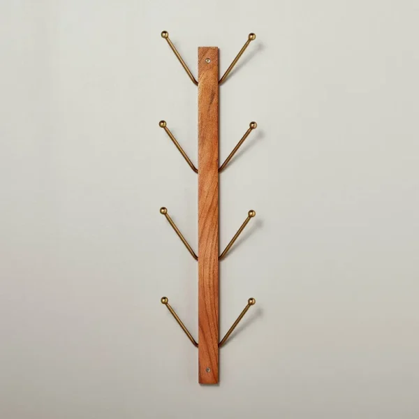 24" Wood & Metal Vertical Wall Rack Brown/Brass - Hearth & Hand with Magnolia