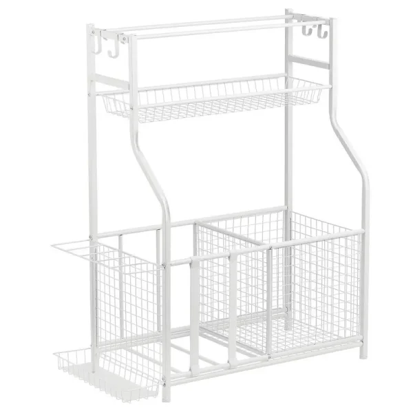 mDesign Metal Heavy Duty Garage Sports Storage Rack with Top Shelf - Matte White
