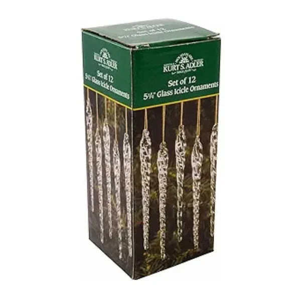 Twisted Clear Glass Icicle Ornaments, 5.25", Set of 12