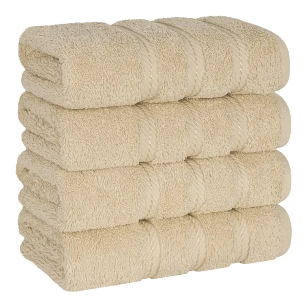 American Soft Linen 4 Piece 100% Turkish Cotton Hand Towel Set - Sand Taupe
