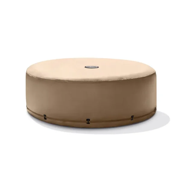 Intex Energy Efficient Cover for 4-Person Round Portable Inflatable Hot Tub Spa, Beige
