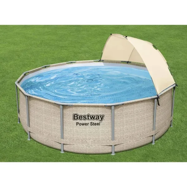Bestway Power Steel 13' x 42" Round Above Ground Pool Set with Canopy
