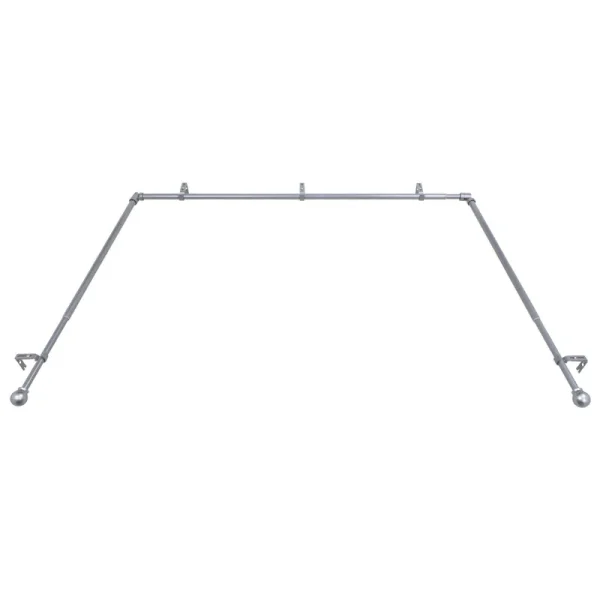 Decopolitan Bay Window Single Rod Set, Antique Silver