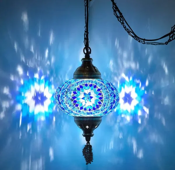 Turkish Moroccan Mosaic Swag Plug in Pendant Ceiling Hanging Light