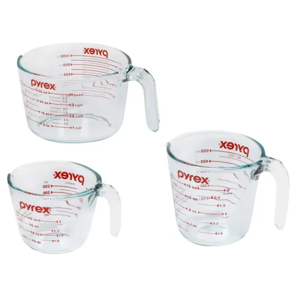 Pyrex 3-Piece Measuring Cup Set, Clear