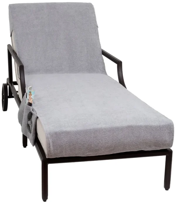 Linum Home Textiles Standard Size Chaise Lounge Cover with Side Pockets Grey