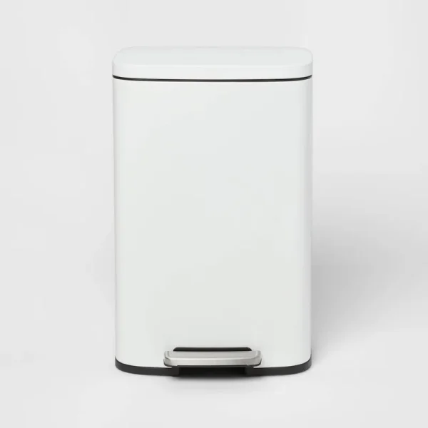 45L Rectangular Step Trash Can White - Brightroom