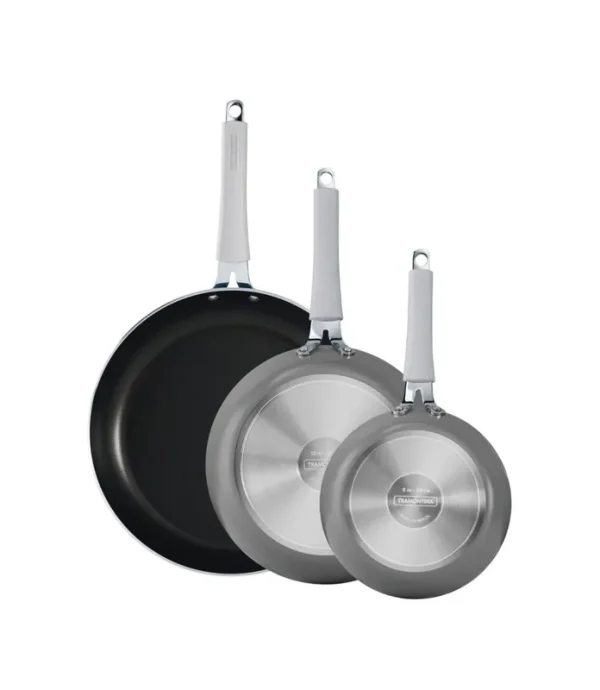 Tramontina 3 Piece Nonstick Fry Pan Set 8" 10" 12", Heavy-Gauge Aluminum, Porcelain Enamel Exterior, Reinforced Nonstick Interior Is Made Without