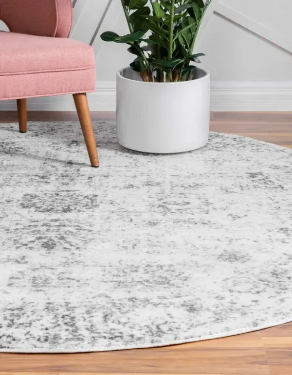 Unique Loom Casino Sofia Gray 5' x 5' Round Rug