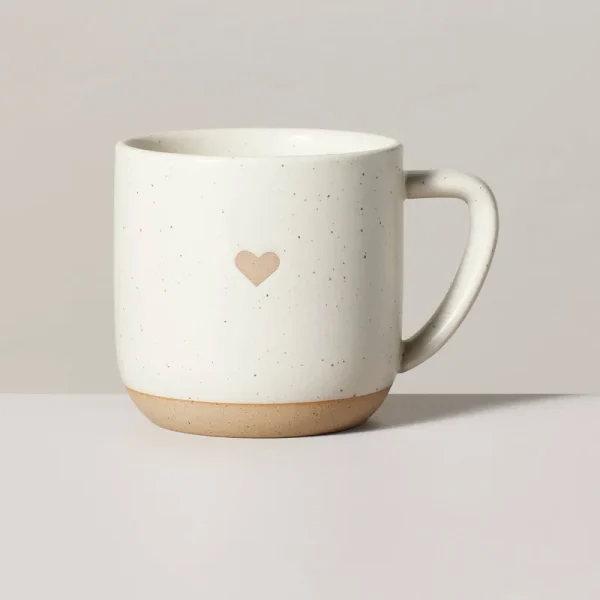 12oz Stoneware Heart Mug Cream/Clay - Hearth & Hand with Magnolia