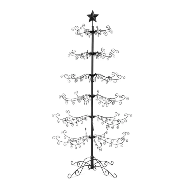 Best Choice Products 6ft Wrought Iron Ornament Display Christmas Tree w/ Easy Assembly, Stand - Black