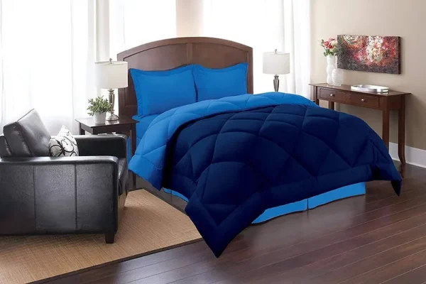Elegant Comfort Goose Down Alternative Reversible 3PC Comforter Set- Available in A Few Sizes and Colors , King/Cal King, Navy/Aqua, Size: California