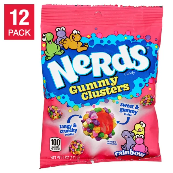 Nerds Gummy Clusters, Rainbow, 5 oz, 12 - Count
