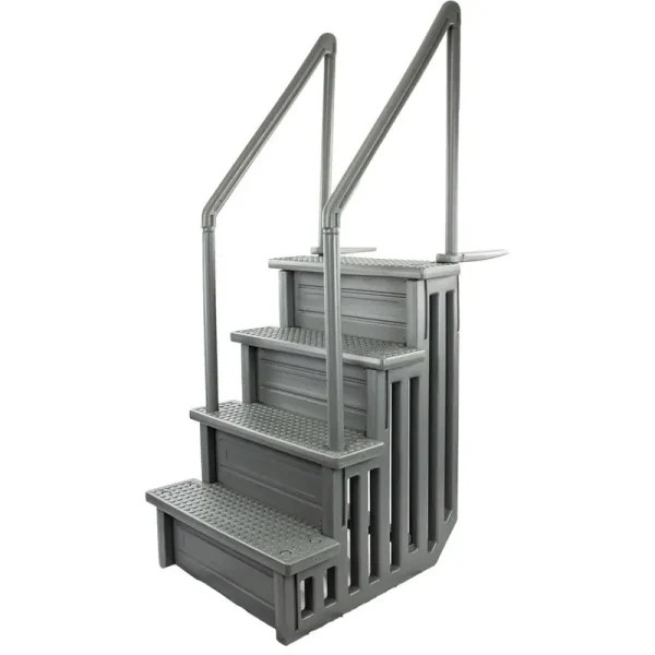 Aqua Select Above Ground Anti-Slip Swimming Pool Steps with Grey Steps, Gray