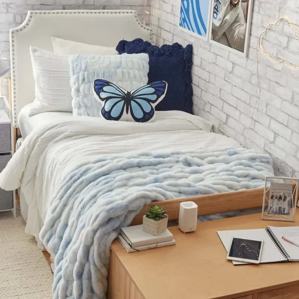 Dormify Leah Tie Dye Faux Fur Throw - Blue - Each