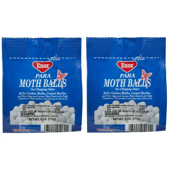Enoz Original Moth Balls 4 oz Each (2 Pack)