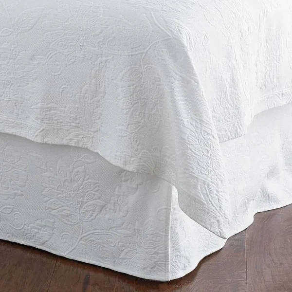 Cotton Matelass 14 in. Drop Bed Skirt - White Size Full