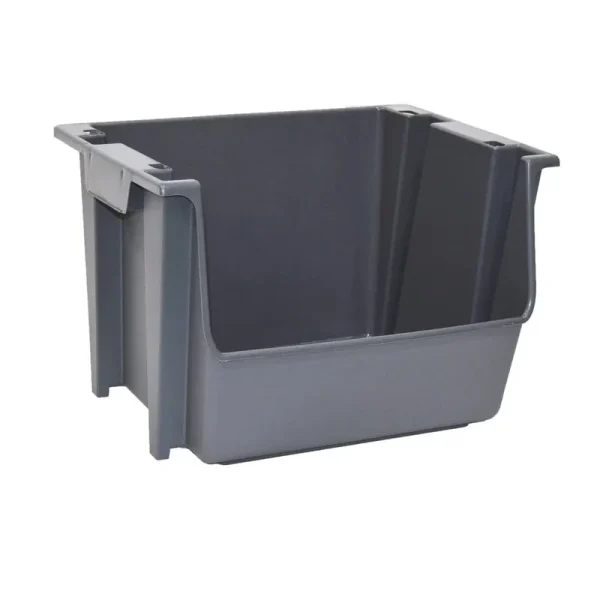 Mighty Tuff Large Nesting Stack Storage Bin, All, Plastic, Gray