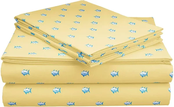 Southern Tide Printed Skipjack Cotton Sheet Set Twin / Yellow