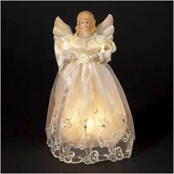 Ksa 10" Lighted Seasons of Elegnace Angel Christmas Tree Topper - Clear Lights