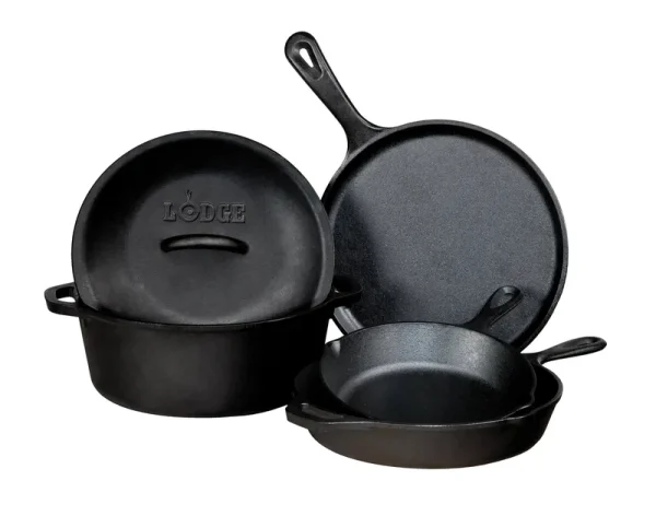Lodge Pre-Seasoned Cast Iron 5 Piece Set, L5hs3, 5 Piece Combo Set
