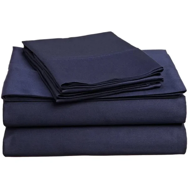 Superior Egyptian Cotton 300 Thread Count Solid Deep Pocket Sheet Set (Queen - Navy Blue)