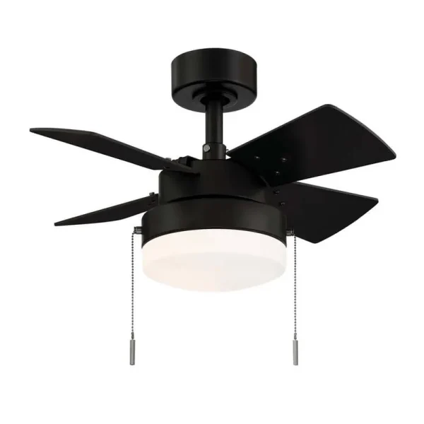 Hampton Bay YG922B-MBK Metarie II 24 in. Indoor Matte Black Ceiling Fan with Light