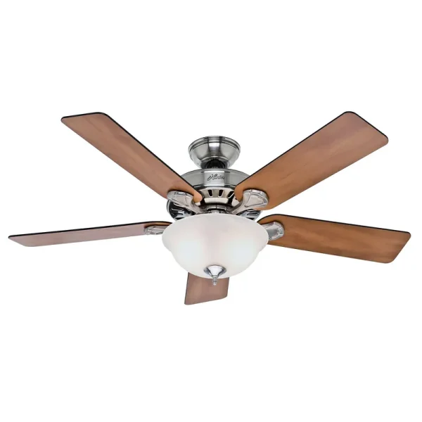Hunter Pro's Best Five Minute 52" Ceiling Fan with Light - Brushed Nickel - Chestnut/Blackened Rosewood Blades
