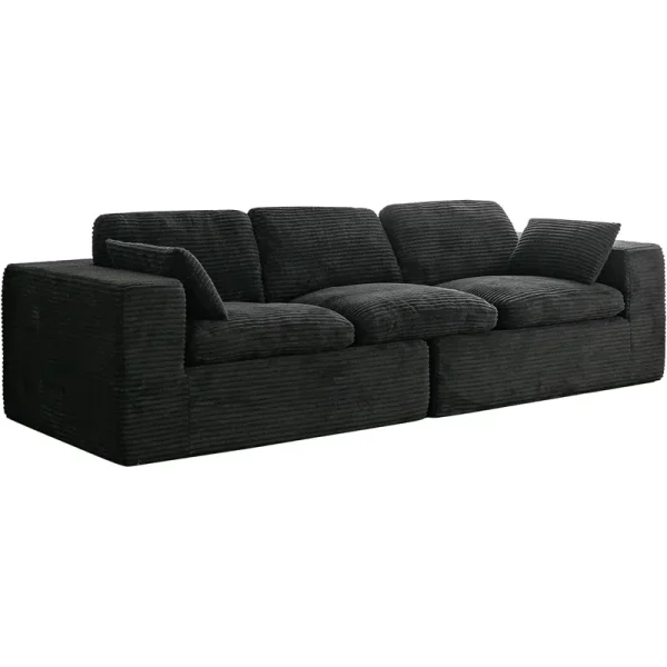 AECOJOY 110" Oversized Sofa for Living Room, 3 Seater Cloud Boneless Couch with Fluffy Seat Cushions