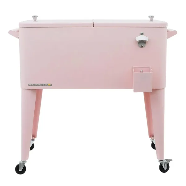 Permasteel 80 Qt. Portable Rolling Patio Cooler, Pink