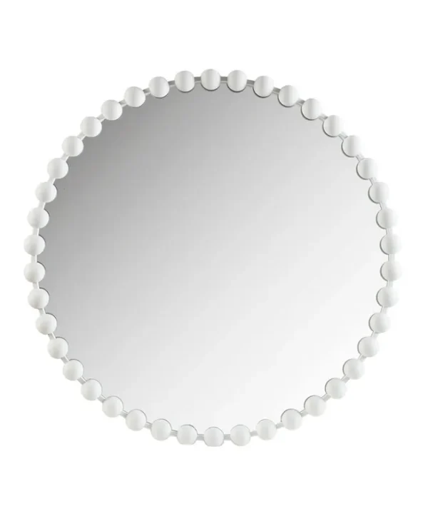 36" Marlowe Beaded Round Wall Mirror White - Madison Park