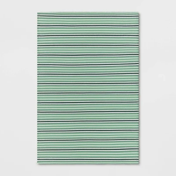 4'x6' Striped Indoor/Outdoor Rug Green - Room Essentials