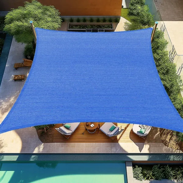 Shade&beyond Sun Sail Shade Canopy Rectangle 12' x 12' 185GSM Shade Sail for Patio Deck Yard Backyard Outdoor Facility and Activities Blue